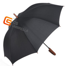 Black Color Wooden J Handle Straight Umbrella for Men (YS-1002A)